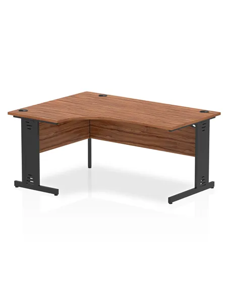 Dynamic Impulse 1600mm Left Crescent Office Desk Walnut Top Black Cable Managed Leg I004559