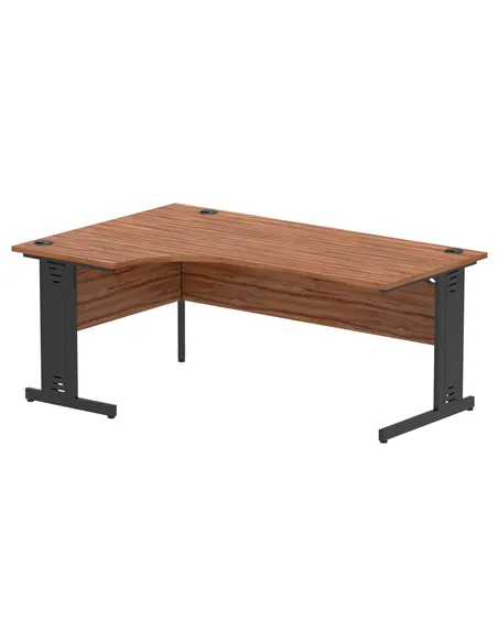 Dynamic Impulse 1800mm Left Crescent Office Desk Walnut Top Black Cable Managed Leg I004561