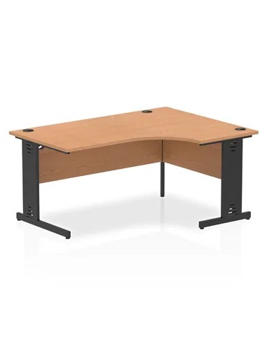 Dynamic Impulse 1600mm Right Crescent Office Desk Oak Top Black Cable Managed Leg I004567
