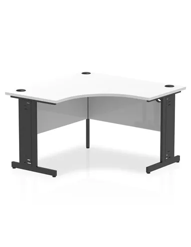 Dynamic Impulse 1200mm Corner Office Desk White Top Black Cable Managed Leg I004570