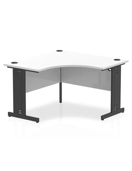 Dynamic Impulse 1200mm Corner Office Desk White Top Black Cable Managed Leg I004570