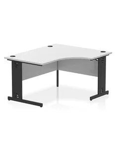 Dynamic Impulse 1400mm Right Crescent Office Desk White Top Black Cable Managed Leg I004572