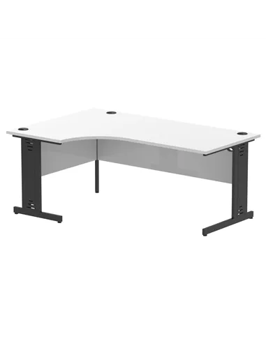 Dynamic Impulse 1800mm Left Crescent Office Desk White Top Black Cable Managed Leg I004575