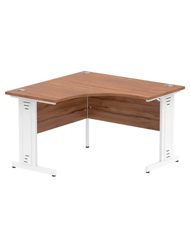 Dynamic Impulse 1200mm Corner Office Desk Walnut Top White Cable Managed Leg MI002129