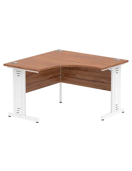 Dynamic Impulse 1200mm Corner Office Desk Walnut Top White Cable Managed Leg MI002129