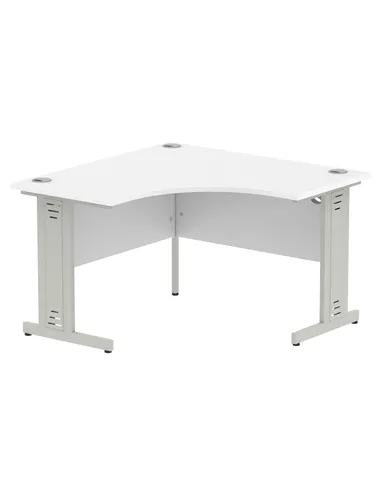Dynamic Impulse 1200mm Corner Office Desk White Top Silver Cable Managed Leg MI002390
