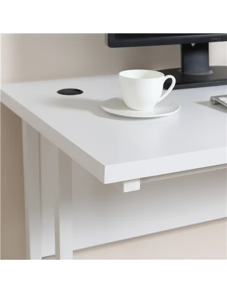 HOMCOM Computer Desk, Home Office Desk, Writing Table, 120x60x75cm Laptop Workstation with 2 Cable Management Holes, C Shaped Me
