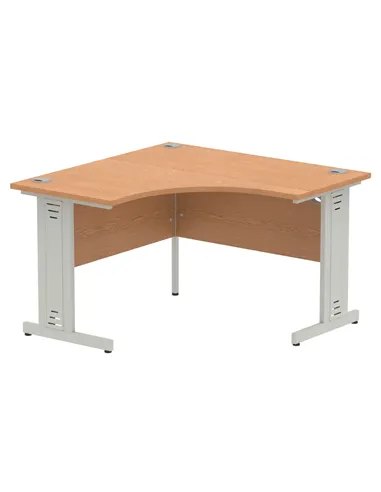Dynamic Impulse 1200mm Corner Office Desk Oak Top Silver Cable Managed Leg MI002842