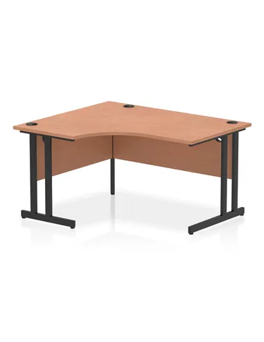 Dynamic Impulse 1400mm Left Crescent Desk Beech Top Black Cantilever Leg MI003197