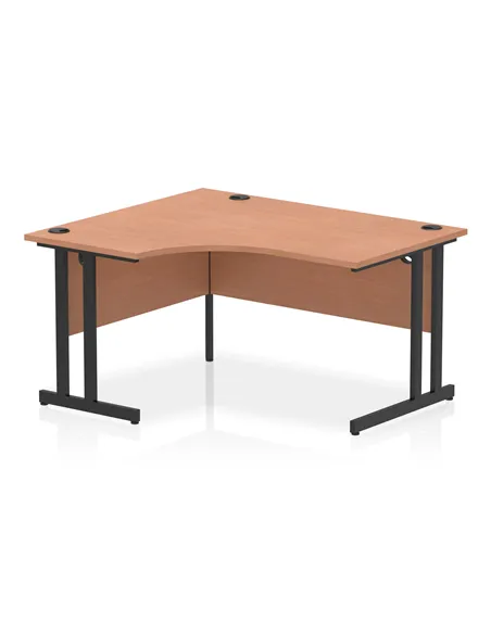 Dynamic Impulse 1400mm Left Crescent Desk Beech Top Black Cantilever Leg MI003197