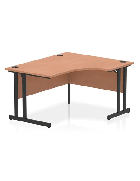 Dynamic Impulse 1400mm Right Crescent Desk Beech Top Black Cantilever Leg MI003201
