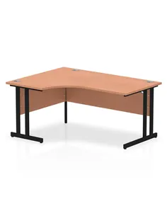 Dynamic Impulse 1600mm Left Crescent Desk Beech Top Black Cantilever Leg MI003203