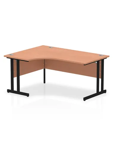 Dynamic Impulse 1600mm Left Crescent Desk Beech Top Black Cantilever Leg MI003203