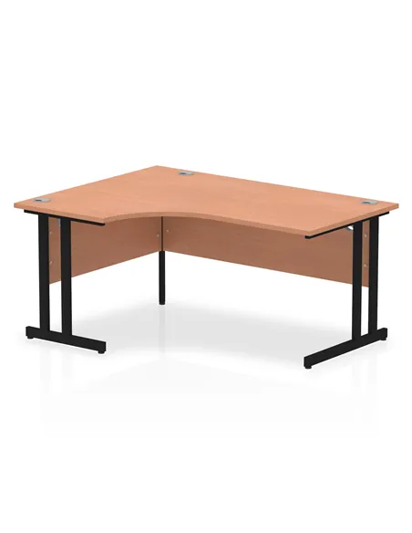 Dynamic Impulse 1600mm Left Crescent Desk Beech Top Black Cantilever Leg MI003203