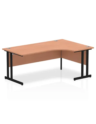 Dynamic Impulse 1800mm Right Crescent Desk Beech Top Black Cantilever Leg MI003219