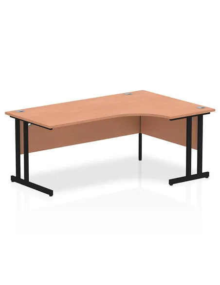 Dynamic Impulse 1800mm Right Crescent Desk Beech Top Black Cantilever Leg MI003219