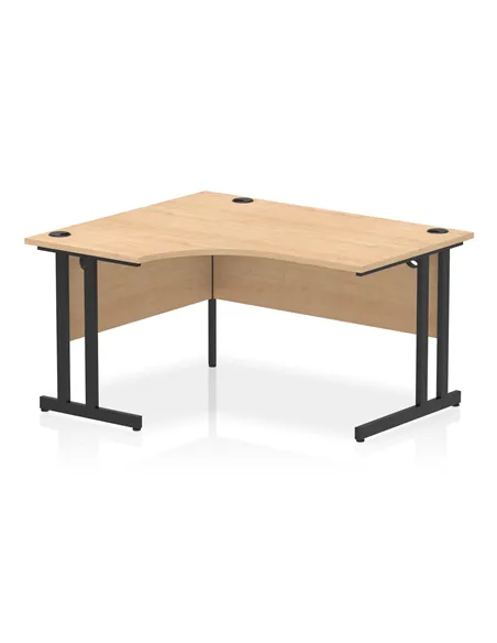 Dynamic Impulse 1400mm Left Crescent Desk Maple Top Black Cantilever Leg MI003227