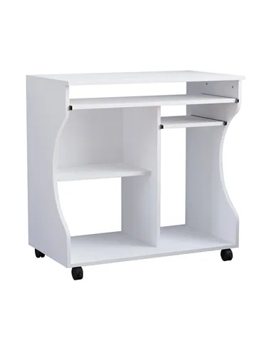 HOMCOM Multi-Storage Compact Work Desk, with Wheels - White