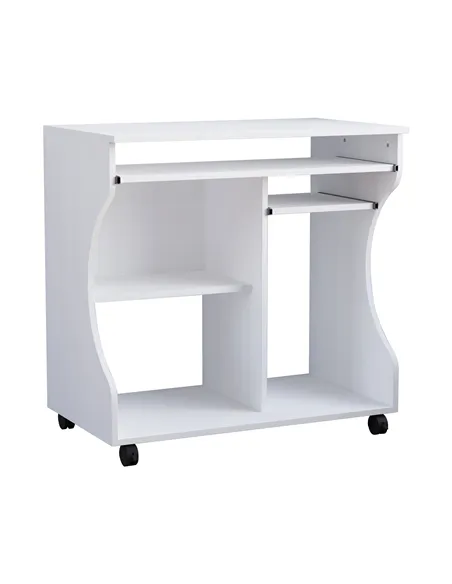HOMCOM Multi-Storage Compact Work Desk, with Wheels - White