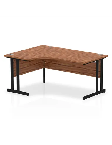 Dynamic Impulse 1600mm Left Crescent Desk Walnut Top Black Cantilever Leg MI003263