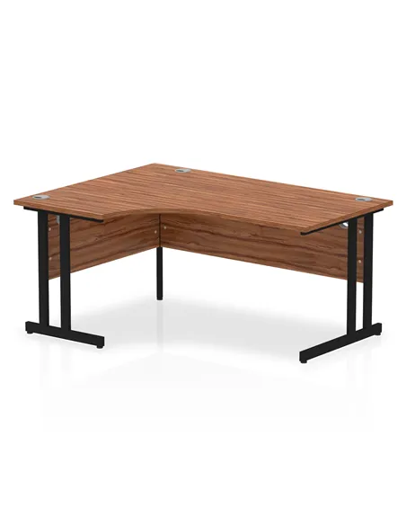 Dynamic Impulse 1600mm Left Crescent Desk Walnut Top Black Cantilever Leg MI003263