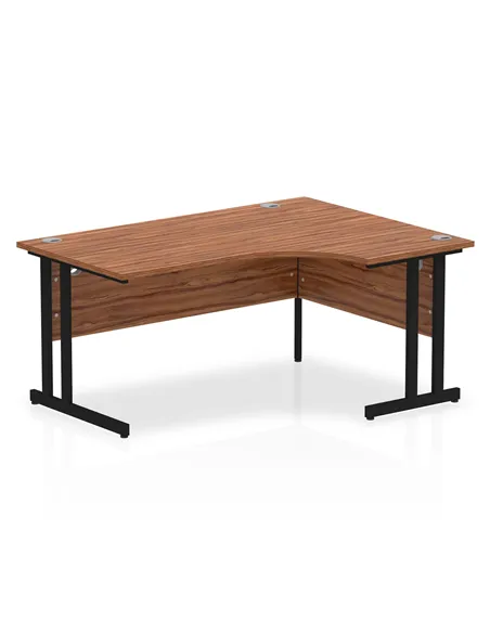 Dynamic Impulse 1600mm Right Crescent Desk Walnut Top Black Cantilever Leg MI003270