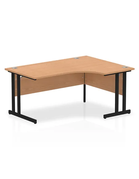 Dynamic Impulse 1600mm Right Crescent Desk Oak Top Black Cantilever Leg MI003300