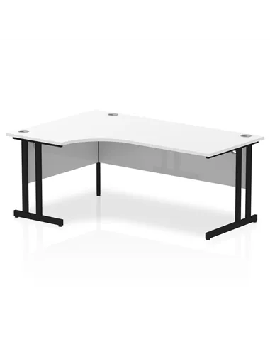Dynamic Impulse 1800mm Left Crescent Desk White Top Black Cantilever Leg MI003332