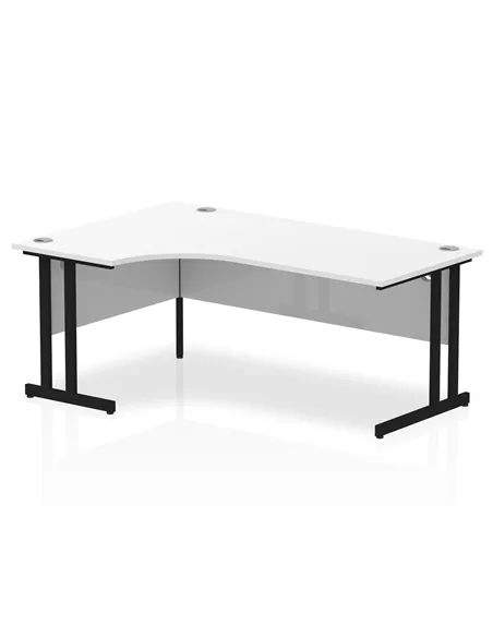 Dynamic Impulse 1800mm Left Crescent Desk White Top Black Cantilever Leg MI003332