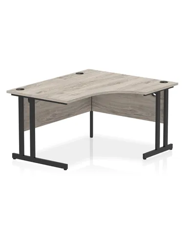 Dynamic Impulse 1400mm Right Crescent Desk Grey Oak Top Black Cantilever Leg MI003351