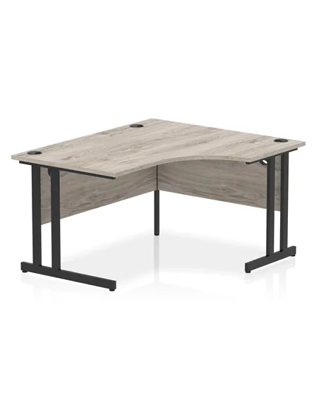 Dynamic Impulse 1400mm Right Crescent Desk Grey Oak Top Black Cantilever Leg MI003351