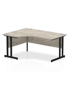 Dynamic Impulse 1600mm Left Crescent Desk Grey Oak Top Black Cantilever Leg MI003353