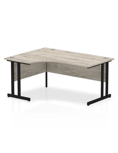 Dynamic Impulse 1600mm Left Crescent Desk Grey Oak Top Black Cantilever Leg MI003353