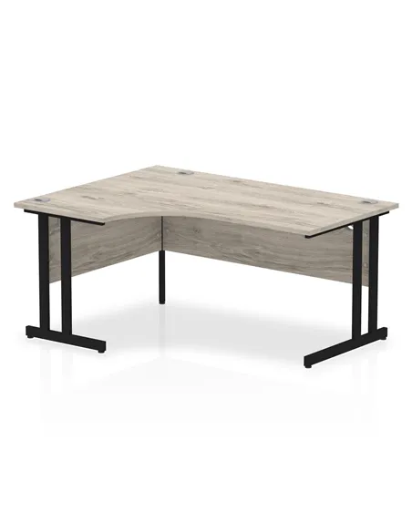 Dynamic Impulse 1600mm Left Crescent Desk Grey Oak Top Black Cantilever Leg MI003353