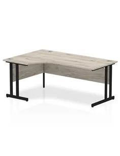 Dynamic Impulse 1800mm Left Crescent Desk Grey Oak Top Black Cantilever Leg MI003362