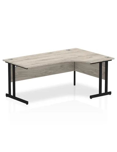 Dynamic Impulse 1800mm Right Crescent Desk Grey Oak Top Black Cantilever Leg MI003369