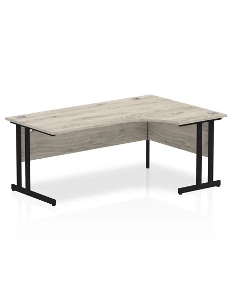 Dynamic Impulse 1800mm Right Crescent Desk Grey Oak Top Black Cantilever Leg MI003369