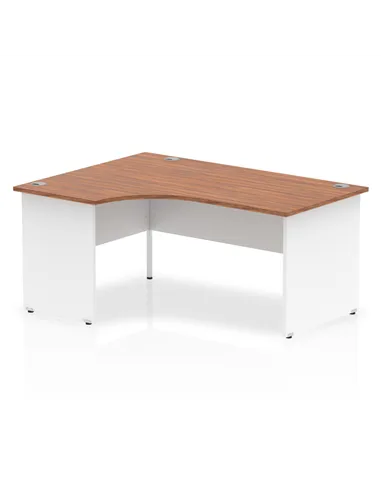 Dynamic Impulse 1600mm Left Crescent Office Desk Walnut Top White Panel End Leg TT000025