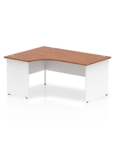 Dynamic Impulse 1600mm Left Crescent Office Desk Walnut Top White Panel End Leg TT000025