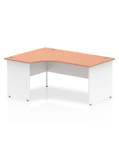 Dynamic Impulse 1600mm Left Crescent Office Desk Beech Top White Panel End Leg TT000027