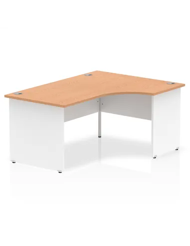 Dynamic Impulse 1600mm Right Crescent Office Desk Oak Top White Panel End Leg TT000041