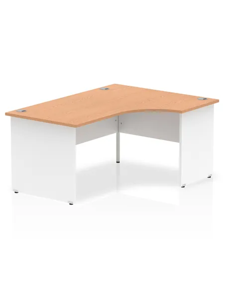 Dynamic Impulse 1600mm Right Crescent Office Desk Oak Top White Panel End Leg TT000041