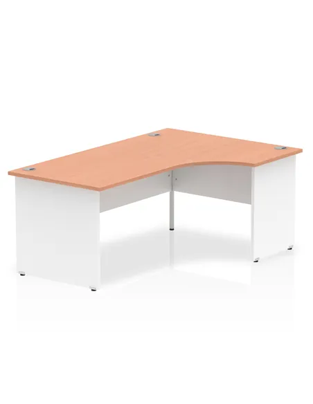 Dynamic Impulse 1800mm Right Crescent Office Desk Beech Top White Panel End Leg TT000045