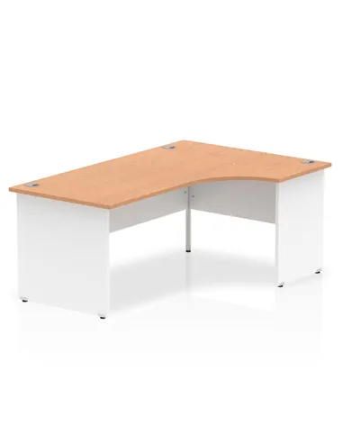Dynamic Impulse 1800mm Right Crescent Office Desk Oak Top White Panel End Leg TT000047