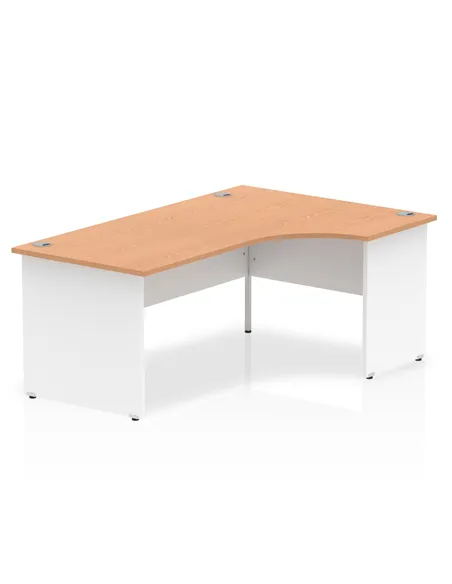 Dynamic Impulse 1800mm Right Crescent Office Desk Oak Top White Panel End Leg TT000047