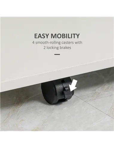 HOMCOM Multi-Storage Compact Work Desk, with Wheels - White