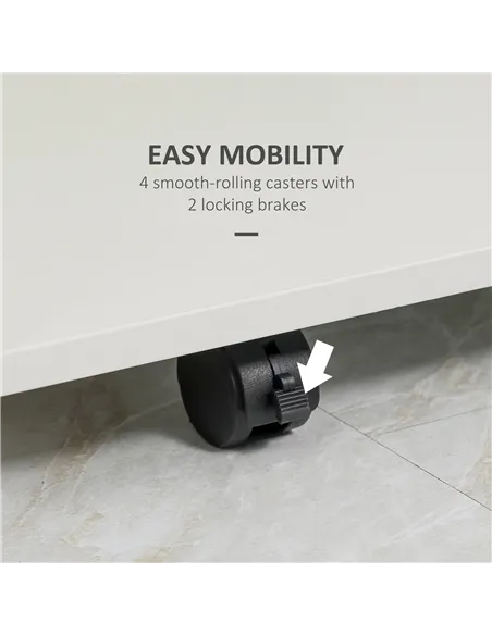 HOMCOM Multi-Storage Compact Work Desk, with Wheels - White