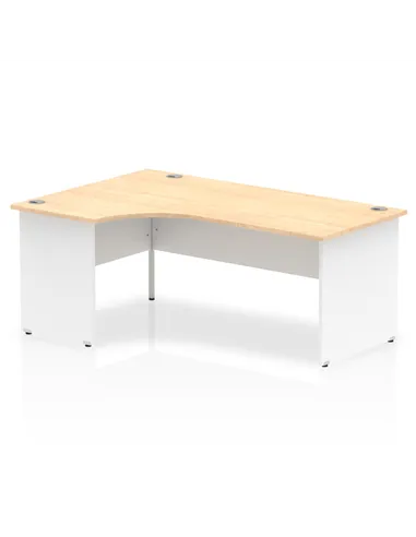 Dynamic Impulse 1800mm Left Crescent Office Desk Maple Top White Panel End Leg TT000114