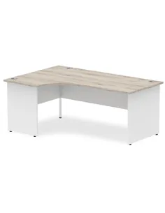 Dynamic Impulse 1800mm Left Crescent Office Desk Grey Oak Top White Panel End Leg TT000163