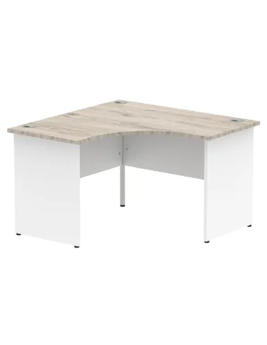 Dynamic Impulse 1200mm Corner Office Desk Grey Oak Top White Panel End Leg TT000165